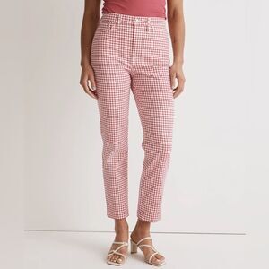 Madewell The Perfect Vintage Straight Leg Jean in Red Gingham Check Size 31 | 12